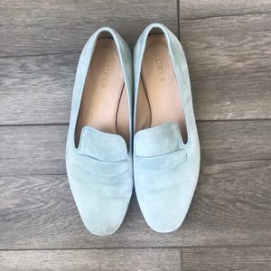 J Crew Suede Powder Blue Loafers